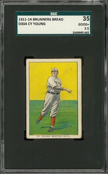 1911-14 D304 Brunners Bread Cy Young – SGC 35 GD+ 2.5